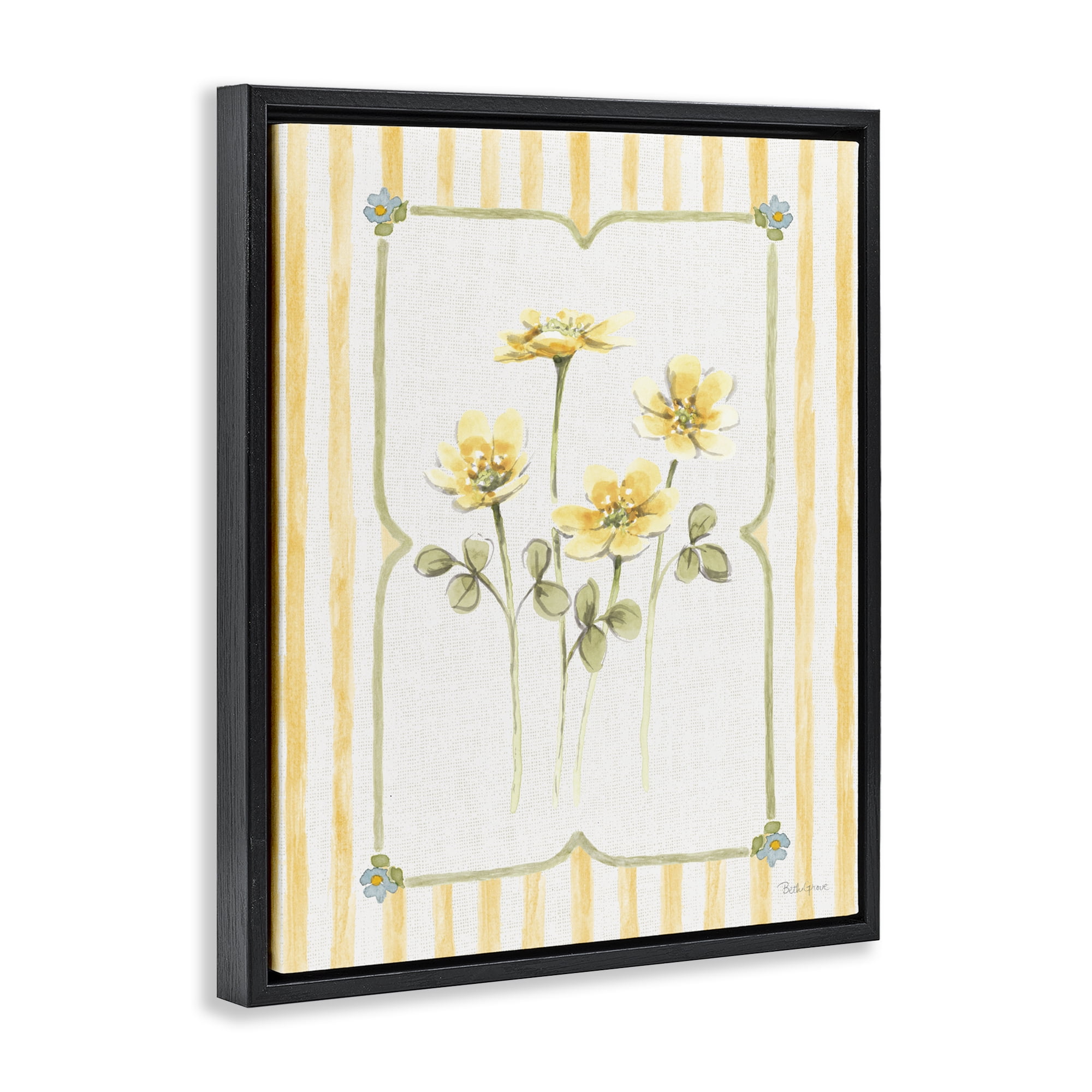 Stupell Industries Sweet Honey Florals Black Framed Floater Canvas Wall Art, design by Beth Grove