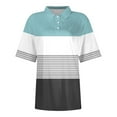 thumbnail image 3 of Mohiass Womens Collared Polo Shirts Cotton Wicking Casual Lapel Tops Lightweight Short Sleeve Striped Dressy Summer Button Down Shirt Light Blue M, 3 of 4