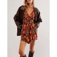 thumbnail image 2 of Lnzyyephy Women's Summer A-Line Dress 3/4 Sleeve Deep V Neck Floral Print Dress Casual Tie Back Dress, 2 of 5