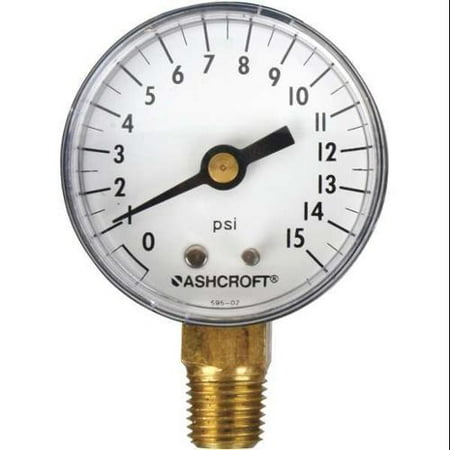 Ashcroft Digital Gauge - ASHCROFT 1005PH Gauge, Pressure, 0 to 15 psi, Lower