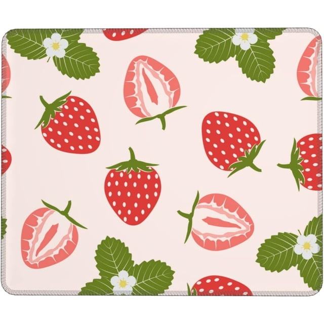 Strawberry Mouse Pad AntiSlip Red Fruit with Leaves Girl Gaming Mouse Pad for Laptops Compact 7.9" x 9.5" Size Perfect for Office or Home Computers Vibrant and Practical