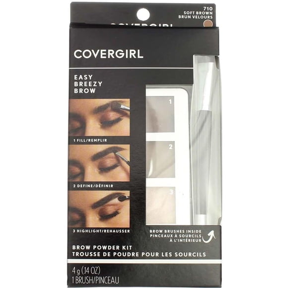 COVERGIRL Easy Breezy - Kit de polvo para cejas, color marrón suave (el embalaje puede variar)