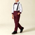 thumbnail image 5 of Xdegoge Toddler Boys formal Suit Clothes Set Long Sleeve Button Down Dress Shirt with Bowtie and Suspender Pants Gentleman Outfit for Wedding Party, 5 of 9