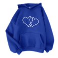 thumbnail image 4 of Baqcunre Sweaters For Women Women's Solid Color Long Sleeved Love Printed Hooded Sweater Women Sweatshirt Fall Outfits Women Trendy Blue S, 4 of 4