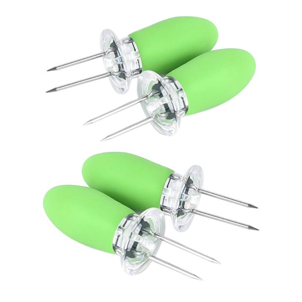 de 4 soportes para maíz antideslizantes de material acero inoxidable para fiestas de cumpleaños de niños y adultos, cocina , suministros para DYNWAVEMX Brocheta de barbacoa para barbacoa