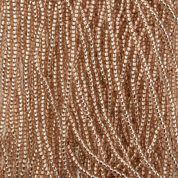 John Bead Czech Glass Seed Beads 11/0 Cut (100g) Silver Lined Brown Dyed Solgel Strung for DIY Craft Jewelry Making