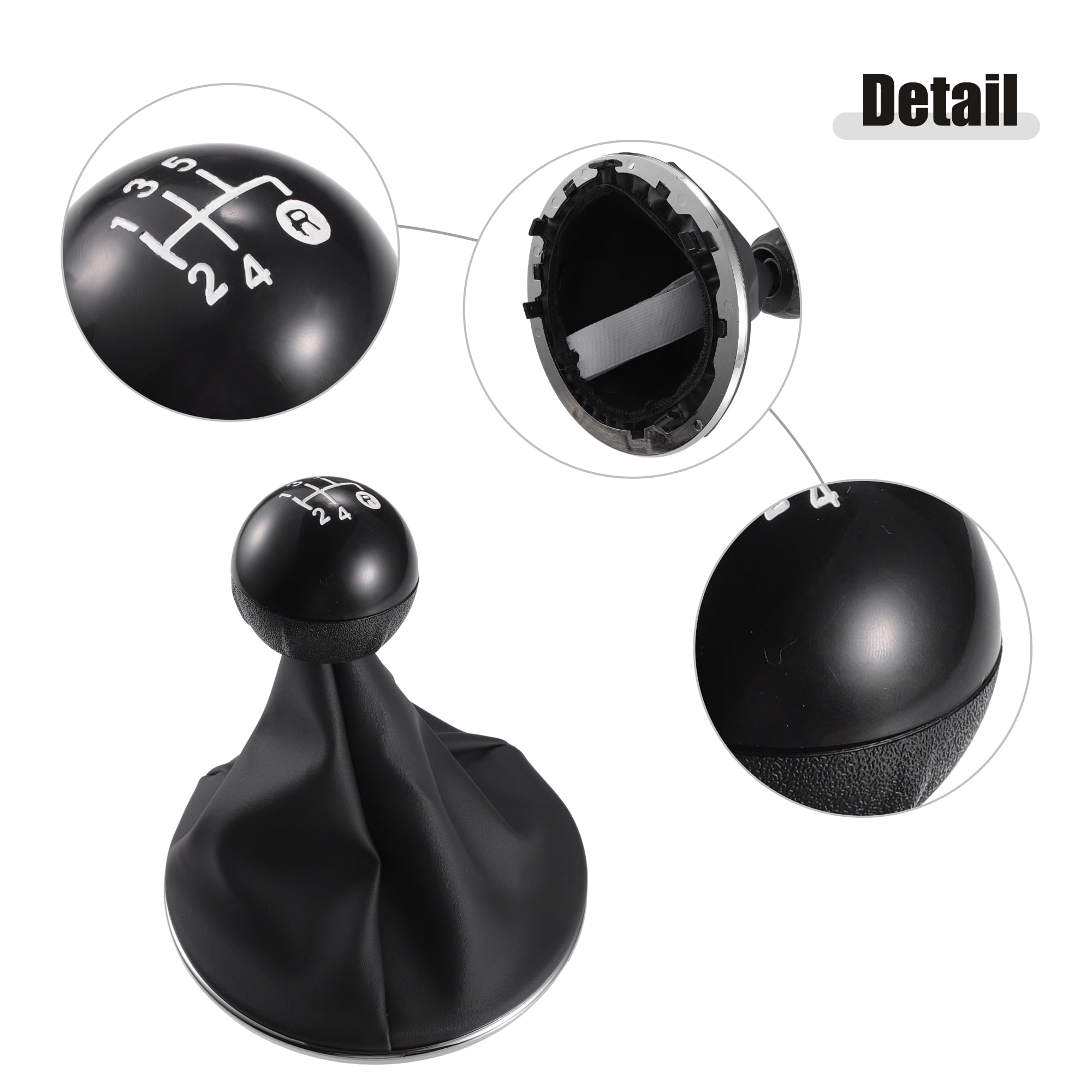 Unique Bargains 5 Speed Manual Gear Shift Knob Stick Shifter Lever Head Ball with Boot Cover for Fiat 500 500C 2007-2018