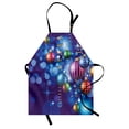 thumbnail image 1 of Christmas Apron Happy New Year Party Celebrations with Swirling Ornaments and Balls Festive Print, Unisex Kitchen Bib Apron with Adjustable Neck for Cooking Baking Gardening, Blue Gold, by Ambesonne, 1 of 3