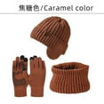 thumbnail image 3 of SERTG Women's Hat,Scarf,Gloves Three Piece Set Fal Winter Wool Warm Ear Protection with Lint Ball Knitted Hat Set(Brown,M), 3 of 4