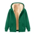 thumbnail image 4 of Zip Up Hoodie Women Fleece Sherpa Lined Jacket Winter Thick Coat with Pocket Casual Hooded Sweatshirt Trendy Clothing Green XL, 4 of 4