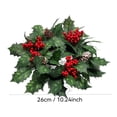 thumbnail image 5 of 12 Inch Set of 2 Artificial Holly Red Berries Pine Cone Candle Wreath, Christmas Outdoor Decor, Winter Decorations for Home, Seasonal Home Decor with Red Holly and Pine Cones,, 5 of 7