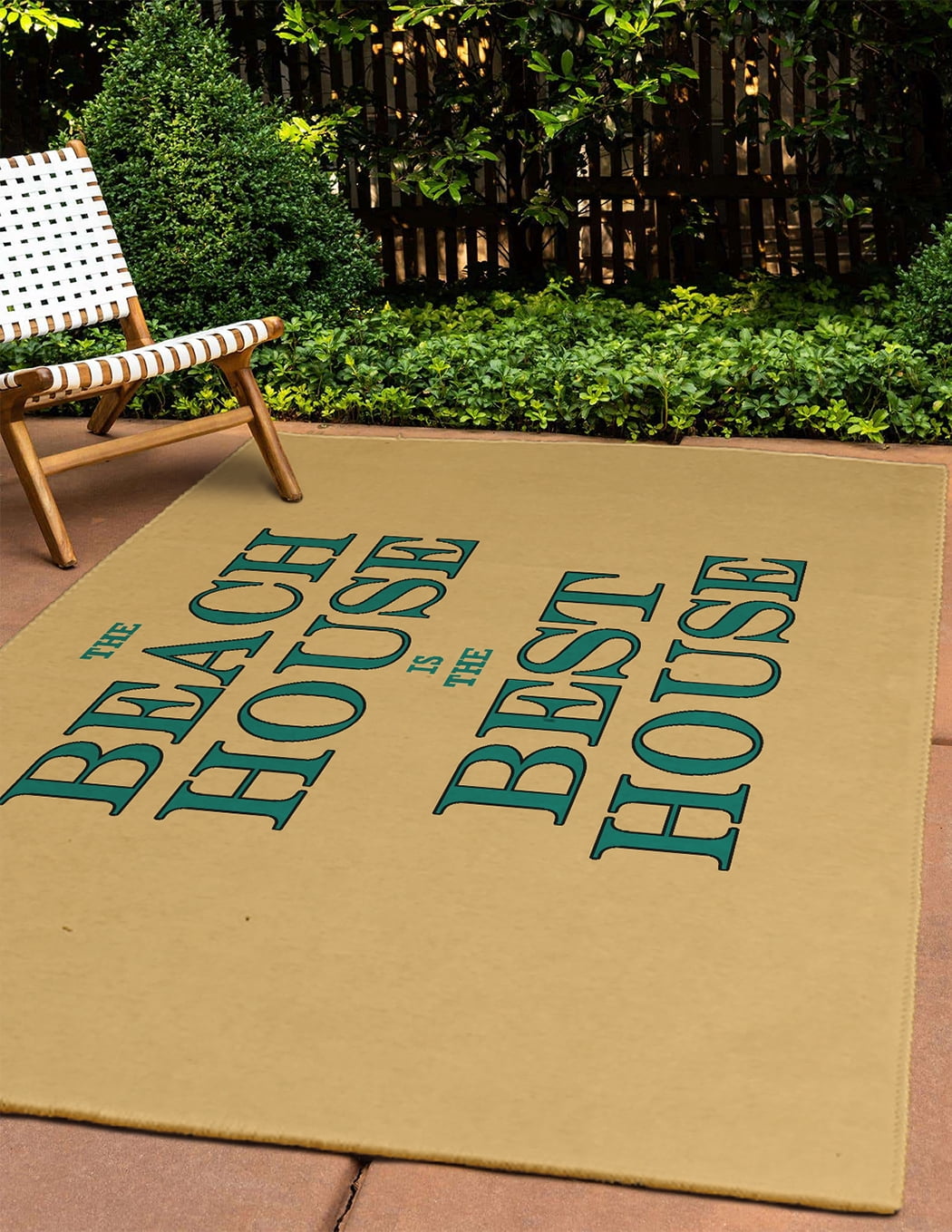 4' x 6' Simply Daisy Beach House Best House Beach Style Chenille Area Rug, Kelly Green