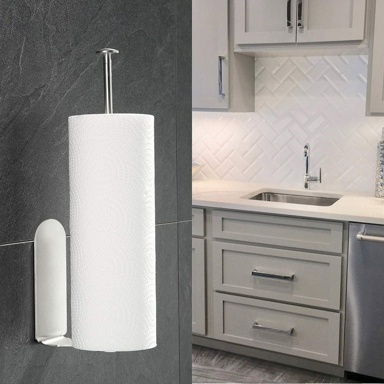 Vertical wall paper towel holder for kitchen outlet