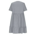 thumbnail image 5 of FAVIPT Plus Size Mini Dresses for Curvy Women Casual Loose Plain Pleated Dress Short Sleeve V Neck Dresses Summer 2025 High Waist Lace Dress Gray,XXXXXL, 5 of 8