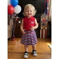 thumbnail image 3 of BemeyourBBs Toddler Baby Girl 4th of July Outfit Patriot Independent Day Summer Clothes Baby Girl Fourth of July Outfit Sleeveless American Flag Embroidery Collar Ribbed Tank Top Pleated Skirt Set, 3 of 9