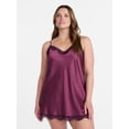 thumbnail image 2 of Joyspun Women’s Lace Trim Stretch Satin Chemise, Sizes S-3X, 2 of 6