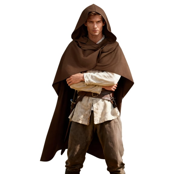 Unisex Medieval Hooded Cloak, Renaissance Halloween Costume Cape for Adults, Cosplay & Renaissance Faire