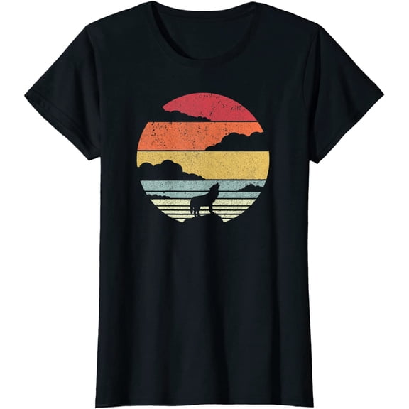 Women Wolf Shirt Retro Style Short Sleeve Casual T-Shirt