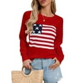 thumbnail image 2 of American Flag Graphic Sweaters for Women Casual 4th of July Crew Neck Sweater Long Sleeve Lightweight Knit Pullover Sweater Shermie, 2 of 6