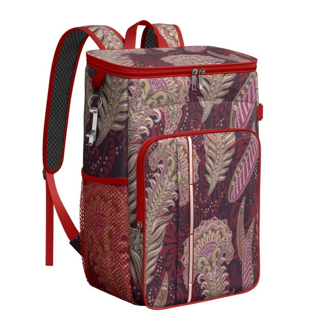 Sac à Dos Glacière Isolé à Motif Cachemire Coloré, Imperméable et Anti-Fuite, Isolation Haute Performance, Parfait pour les Voyages, le Camping et les Activités de Plein Air