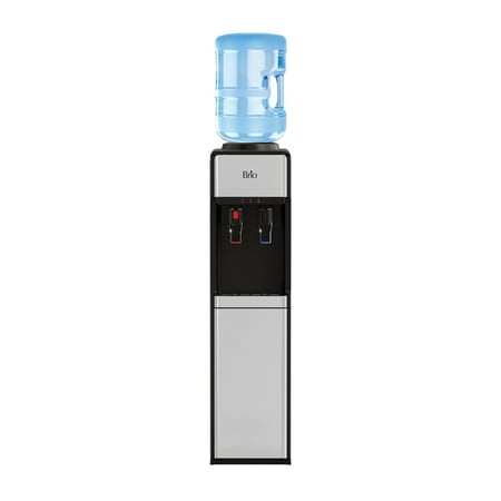 Brio 300 Series Slimline Top-Load Water Dispenser for 3 & 5 Gallon Bottles, Paddle Dispensing, Hot & Cold, LED Indicator Lights, Stainless Steel
