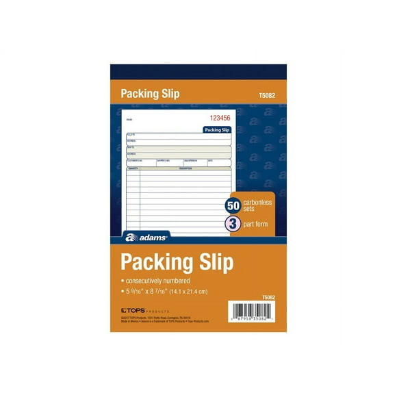 Adams - Packing slip book - 50 sheets - - triplicate - carbonless - numbered