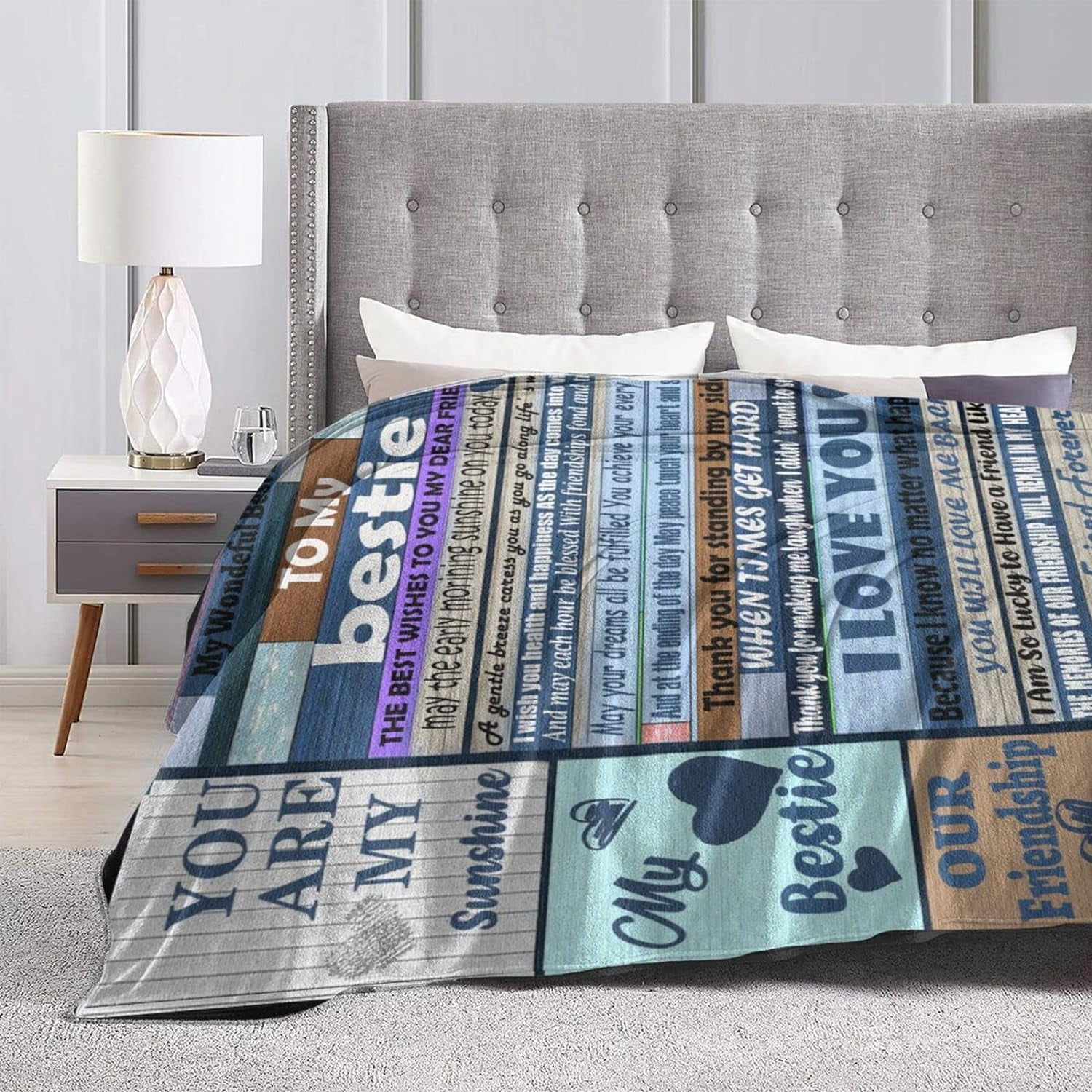 Bestie Gifts to My Bestie Blanket Best Friend Christmas Birthday Gift for Women Sister Girls Custom Long Distance Friendship Present for her Ultra Soft Throws Blankets 60 inchx50 inch