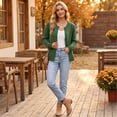 thumbnail image 6 of Dresfit Cardigan Sweaters for Women Crew Neck Knit Chunky Blouses Sweater Button Down Long Sleeve Travel Coats Fall Winter Oversize Open Front Tops L, 6 of 9