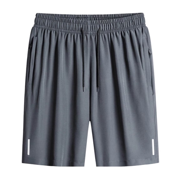 PNTUTB Summer Casual Men's Solid Color Quick Dry Sports Fitness Comfortable Drawstring Waistband Shorts with Zipper Pockets