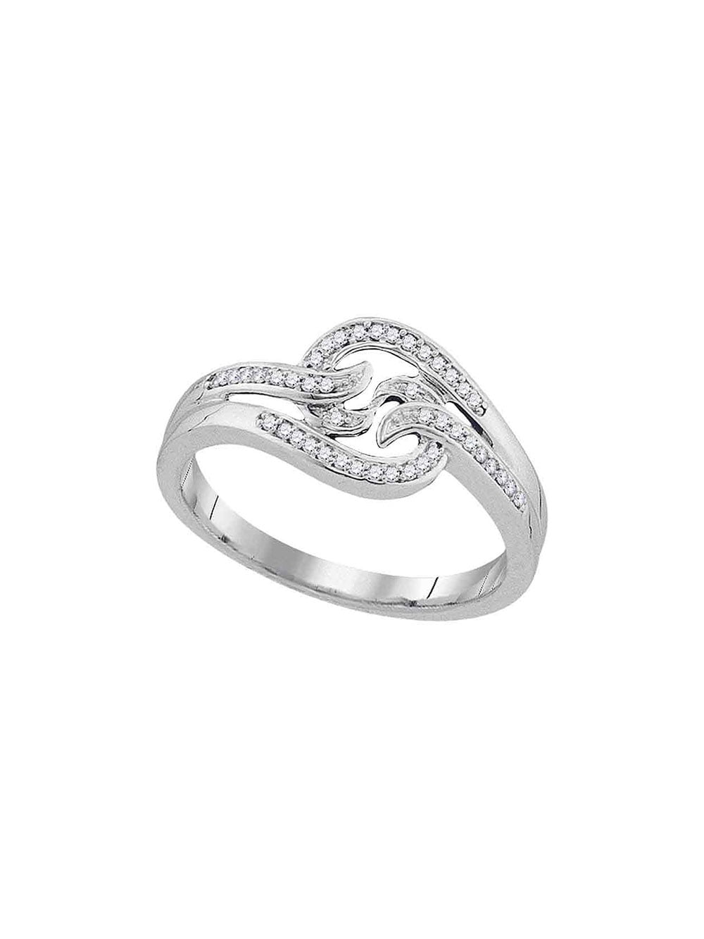 10K White Gold Diamond Anniversary Wedding Band Swirl Ring 1/4 CT Size 8 