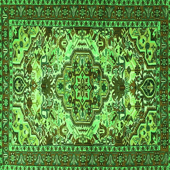Ahgly Company Indoor Square Persian Green Traditional Area Rugs, 8' Square