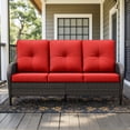 thumbnail image 5 of Meetleisure 3-Seat Outdoor Sofa, Couch Patio Sofa with Deep Seating and Thick Cushions, Red, 5 of 8