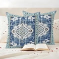 thumbnail image 3 of Blue Boho Outdoor Waterproof Pillow Covers, Farmhouse Bohemian Medallion Oriental Flower Decorative Square Throw Pillowcase Sofa Cushion Sham for Patio/Couch/Chair, 24"x24" 2 Pack, 3 of 8