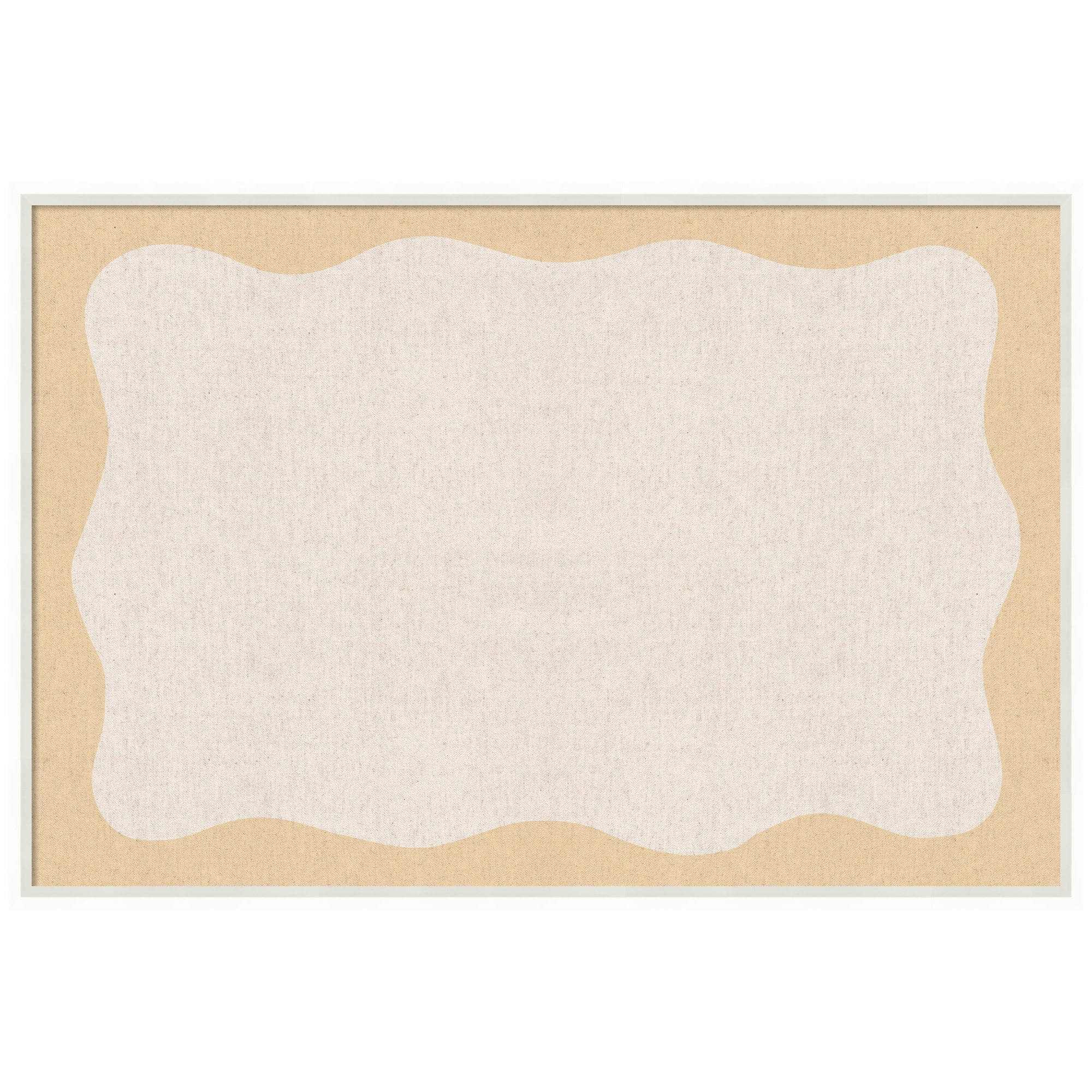 Kate and Laurel Framed Fabric Pinboard 37 x 25,  Printed Linen Modern Bulletin Board for Use as a Vision Board or Wall Organization, Lucie White Frame