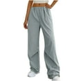 thumbnail image 2 of ClodeEU Women's Parachute Pants,Elastic Waisted Trousers ,Wide Leg with Pockets Relaxed Pant Trousers Gray,Womens Plus XXL, 2 of 5
