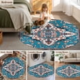 thumbnail image 5 of Round Rugs 4Ft, Colorful Boho Round Area Rug Washable Indoor Throw Carpet, Southwest Traditional Flowers Aesthetic Soft Non Slip Circle Rug for Kitchen Nursery Room Home Decor Aesthetic, 5 of 8