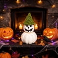 thumbnail image 4 of Mini Halloween Witch Hat Pumpkin Ornament Realistic Grinning Fake Foam Pumpkin Decor for Dining Table Fireplace Mantel Shelf Cabinet Holiday Fall Party Centerpiece, Halloween, Green, Style C, 4 of 6