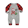 thumbnail image 3 of FAROOT Christmas Family Pajamas Set Santa Plaid Print Tops+Trouser/Romper, 3 of 9