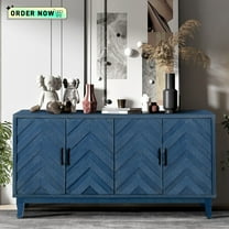 Tcbosik 4-Door Storage Cabinet with Adjustable Shelves, Buffet Sideboard for Living Room, Credenza Cupboard for Kitchen Dining Room, Console Table for Hallway Entryway, Antique Navy Blue