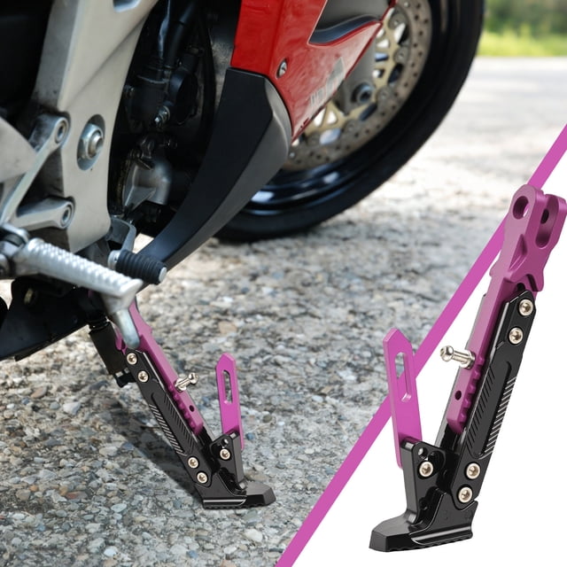 COM1950s Motorcycle Kickstand, Adjustable Side Stand with 6-Level Height, CNC Aluminum Alloy for Secure Parking
