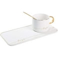 thumbnail image 2 of TJ Gobal Porcelain Coffee Mug, Tea Cup with Saucer and Golden Spoon with Gold Scripted Love and Trim for Espresso, Hot Chocolate, Cappuccino, and Latte, 8 Oz. White, 2 of 6