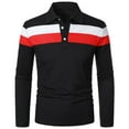thumbnail image 1 of SOMOWI Mens T-Shirts Patchwork Splicing Button Turn Down Long Sleeve Black Fall Tops Trendy M, 1 of 2