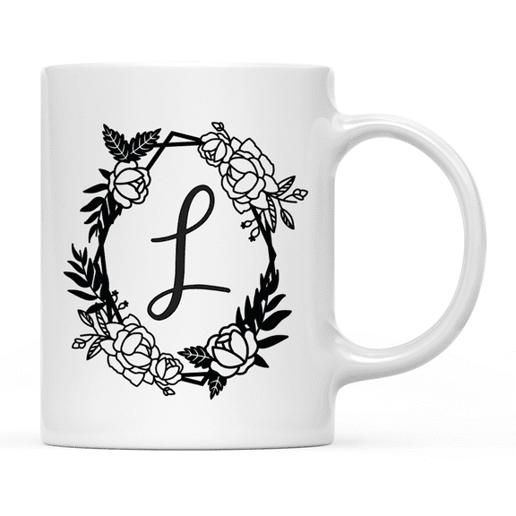 Koyal Wholesale Minimal Geometric Roses Design Coffee Mug Collection, Letter L