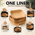 thumbnail image 3 of 200 pack 9 inch Square Disposable Air Fryer Liners, Unbleached Parchment Paper Made from Natural Wood Pulp, Non-Stick Oil-Proof Heat Resistant, Fits 5-8 Qt Basket, for Oven Microwave and Baking, 3 of 7