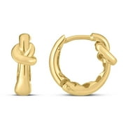 JewelStop 14K Yellow Gold Love knot Hoop Earrings with Polished Finish and Snap Closure