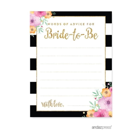 Words of Wisdom - Bride To Be Floral Gold Glitter Wedding Bridal Shower Game Cards  20-Pack price history on PriceWatchPro