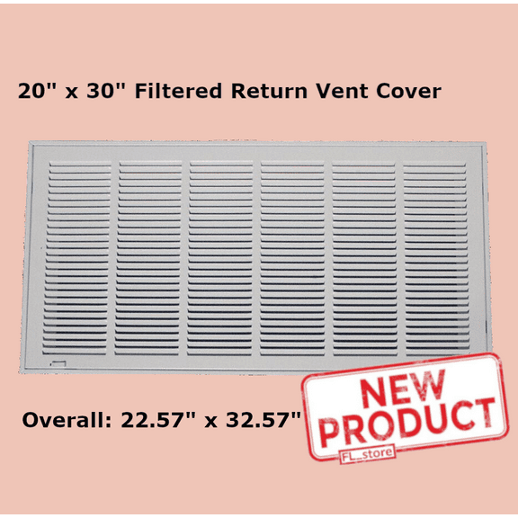 20" x 30" Duct Size Filtered Air Return Grille Vent Cover Wall Ceiling AC Heat