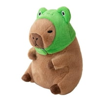 Cute Capybara Plush Pillow with Wearable Frog Hat Stuffed Animal Capibara Plushies Toys Gifts for Kids Brown 11 inch