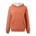 thumbnail image 4 of Women Hoodies Casual Oversized Hoodies Solid Color Long Sleeve With Pockets Sweatshirts Womens Tops,Orange,2XL, 4 of 5