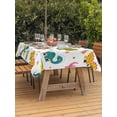 thumbnail image 3 of Outdoor Tablecloths with Umbrella Hole & Zipper, Cute Dinosaur 60 x102 Inch Rectangle Tablecloths, Cartoon Dino Funny Boys Girls Children Waterproof Table Cloth, Patio/Pool/Picnic Table Covers, 3 of 8